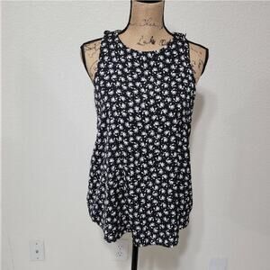 LOFT ruffled t-back polka dot‎ flowy tank size XS